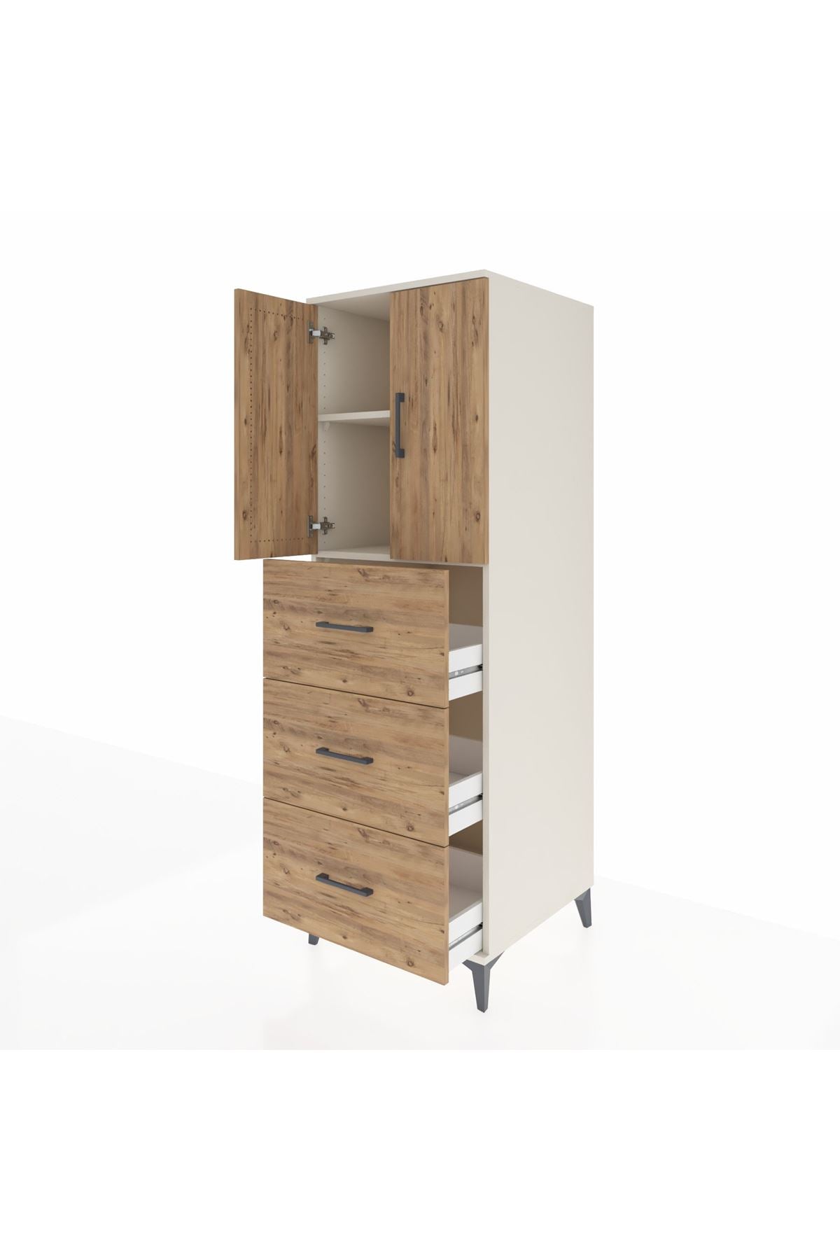 Kronos Dolap 2 Raflı 3 Çekmeceli 2 Kapaklı 60x59x182 Aytaşı-Çam