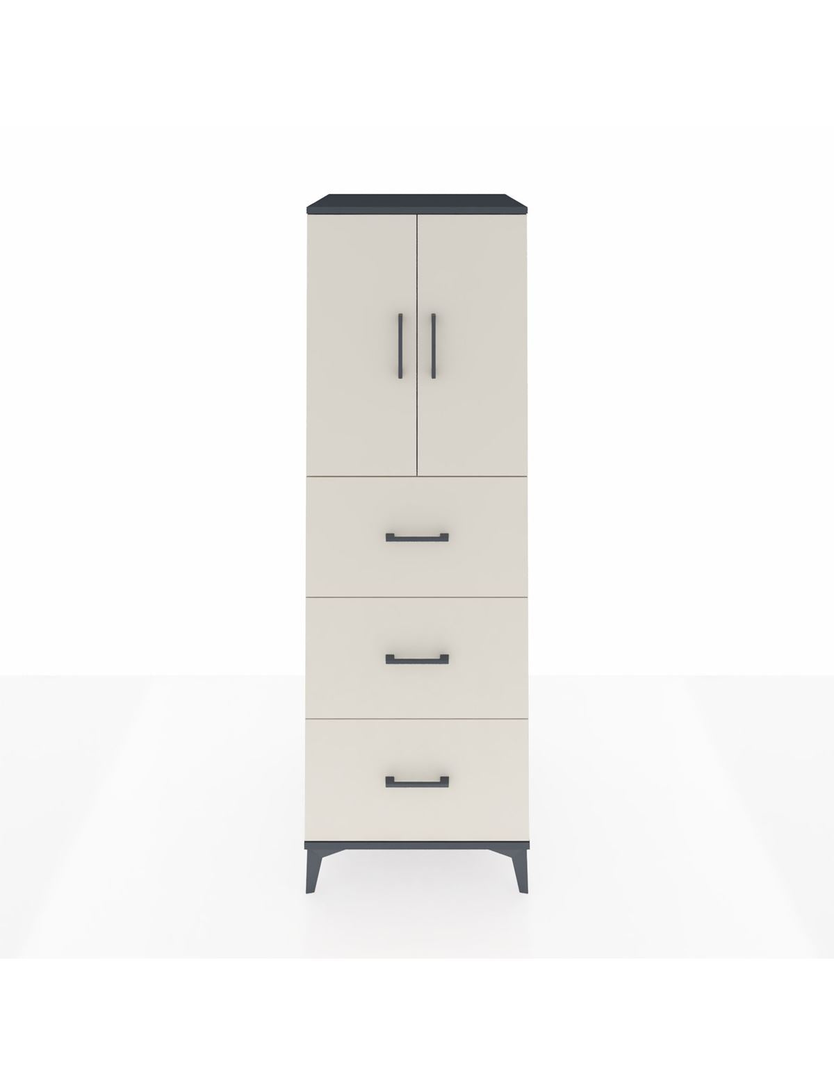 Kronos Dolap 2 Raflı 3 Çekmeceli 2 Kapaklı 60x59x182 Antrasit-Aytaşı