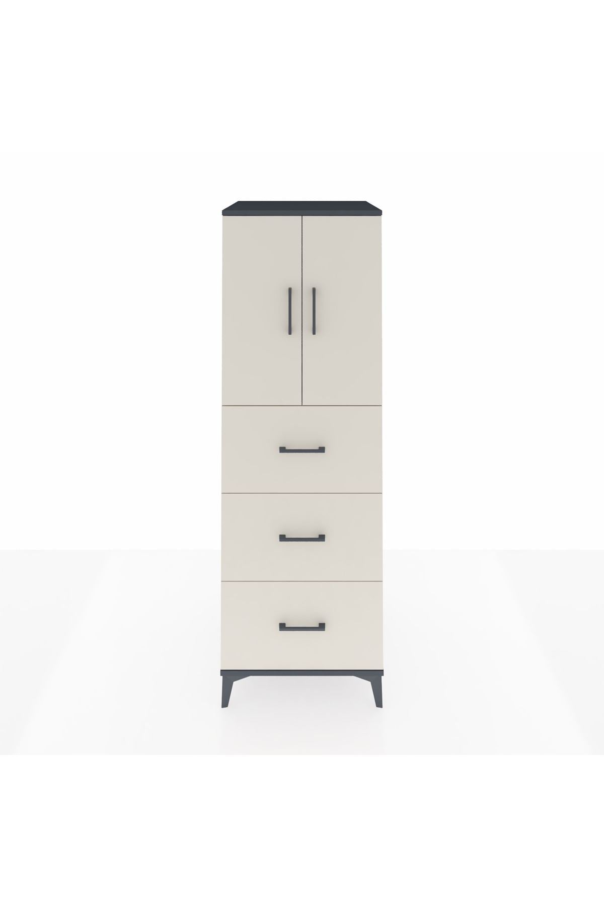 Kronos Dolap 2 Raflı 3 Çekmeceli 2 Kapaklı 60x59x182 Antrasit-Aytaşı