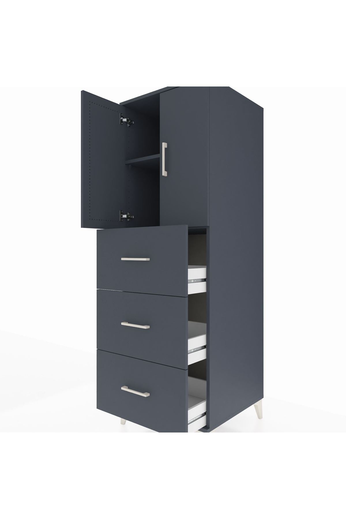 Kronos Dolap 2 Raflı 3 Çekmeceli 2 Kapaklı 60x59x182 - S89M024V5C