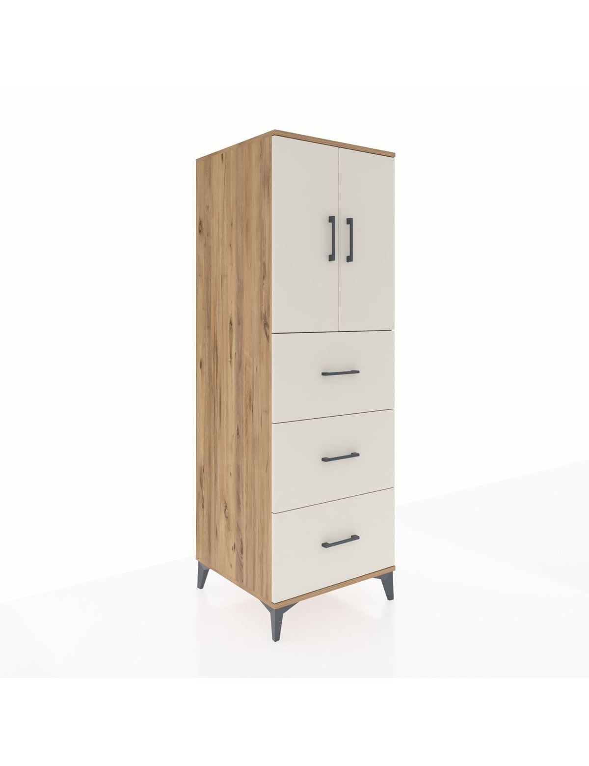 Kronos Dolap 2 Raflı 3 Çekmeceli 2 Kapaklı 60x59x182 Çam-Aytaşı