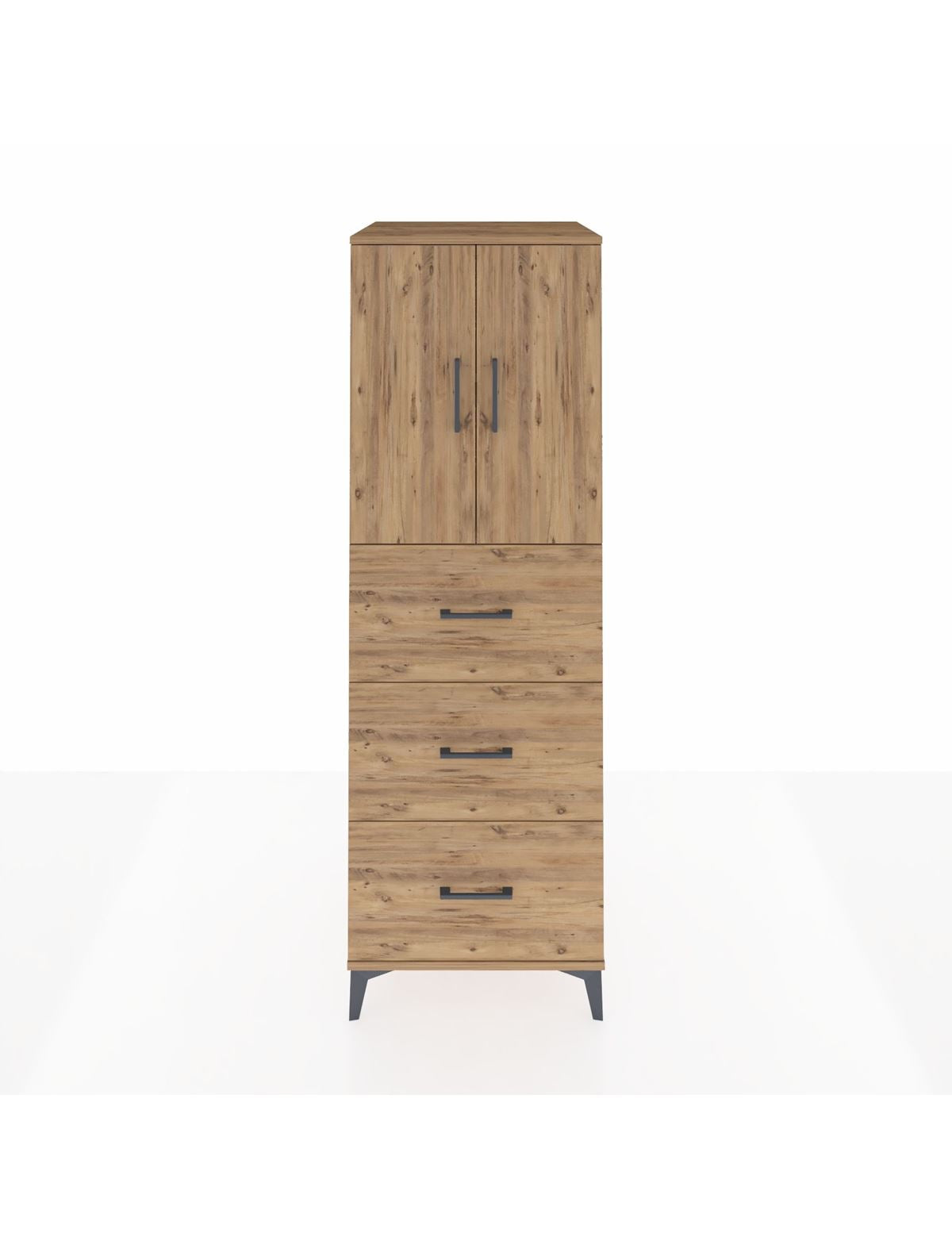 Kronos Dolap 2 Raflı 3 Çekmeceli 2 Kapaklı 60x59x182 Çam-Çam