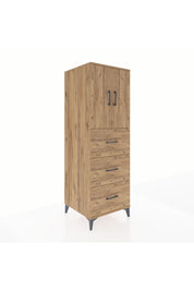 Kronos Dolap 2 Raflı 3 Çekmeceli 2 Kapaklı 60x59x182 Çam-Çam