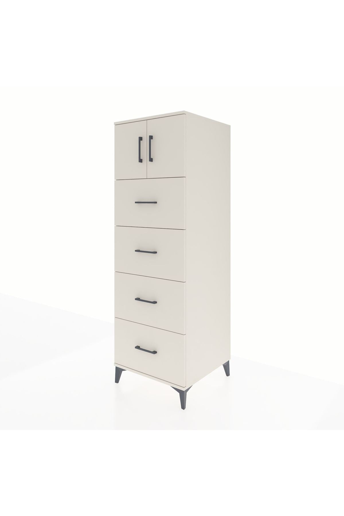 Kronos Dolap Tek Raflı 4 Çekmeceli 2 Kapaklı 60x59x182 - S89M025V1C