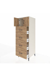 Kronos Dolap Tek Raflı 4 Çekmeceli 2 Kapaklı 60x59x182 Aytaşı-Çam