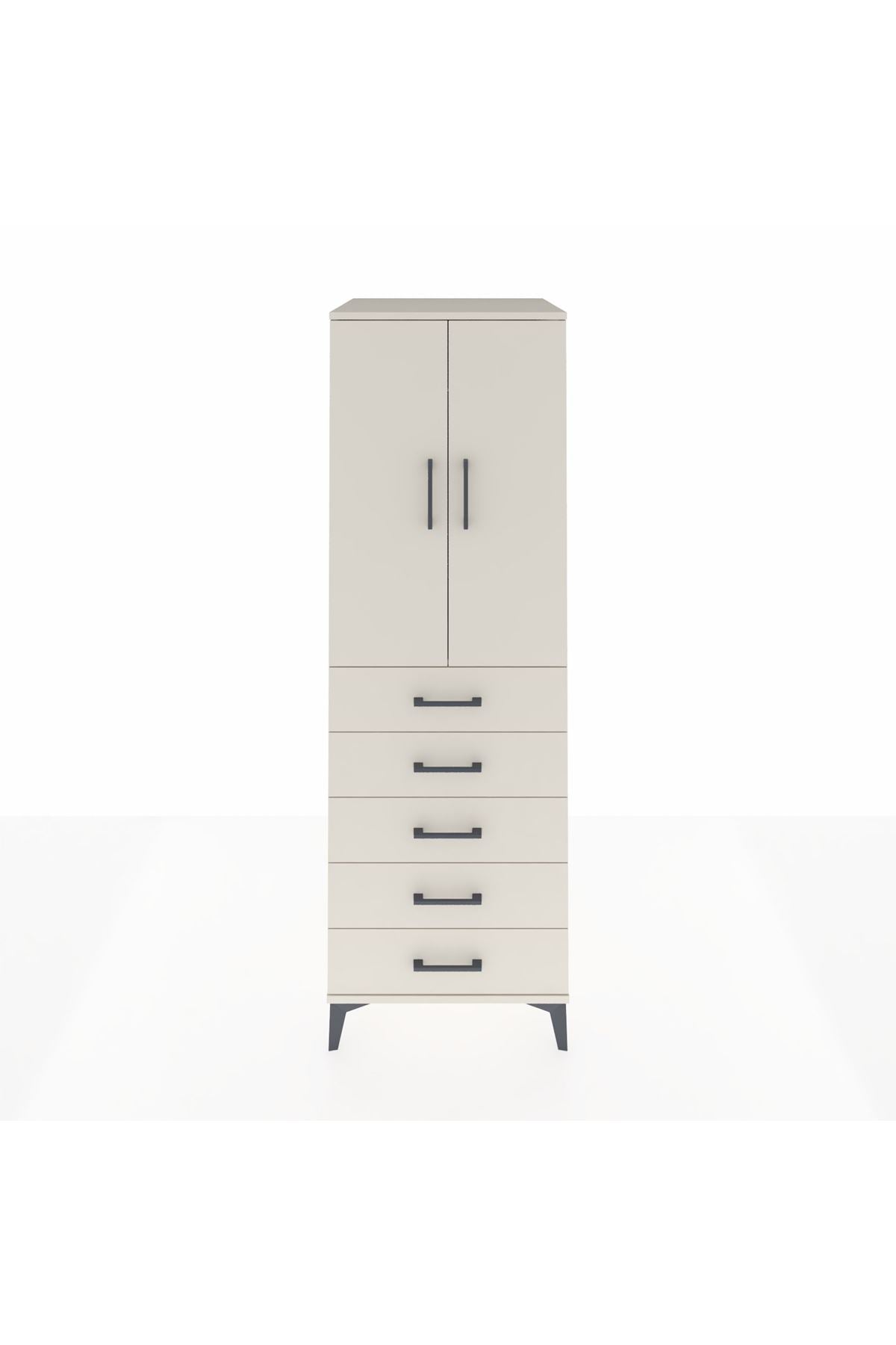 Kronos Dolap Tek Raflı 5 Çekmeceli Tek Askılı 60x59x182 - S89M026V1C
