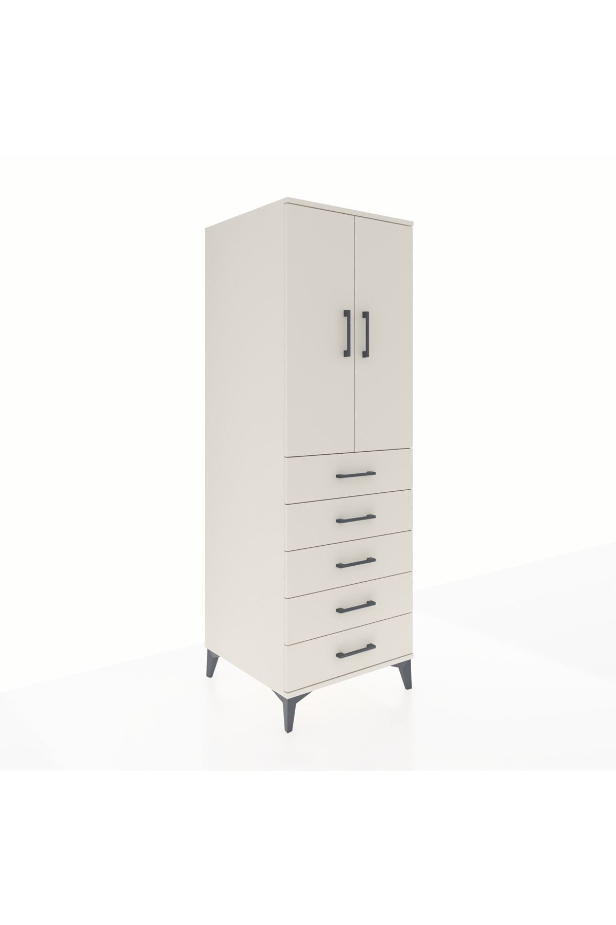 Kronos Dolap Tek Raflı 5 Çekmeceli Tek Askılı 60x59x182 Aytaşı-Aytaşı