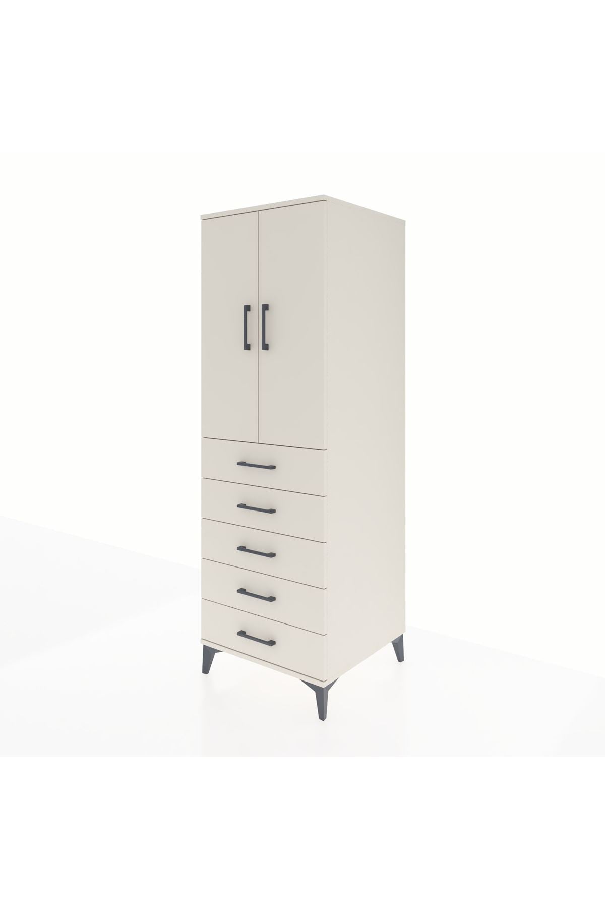 Kronos Dolap Tek Raflı 5 Çekmeceli Tek Askılı 60x59x182 Aytaşı-Aytaşı