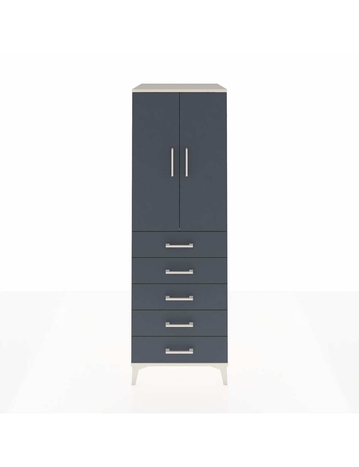 Kronos Dolap Tek Raflı 5 Çekmeceli Tek Askılı 60x59x182 Aytaşı-Antrasit