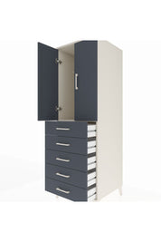 Kronos Dolap Tek Raflı 5 Çekmeceli Tek Askılı 60x59x182 Aytaşı-Antrasit