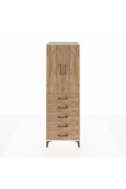 Kronos Dolap Tek Raflı 5 Çekmeceli Tek Askılı 60x59x182 Aytaşı-Çam
