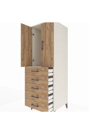 Kronos Dolap Tek Raflı 5 Çekmeceli Tek Askılı 60x59x182 Aytaşı-Çam