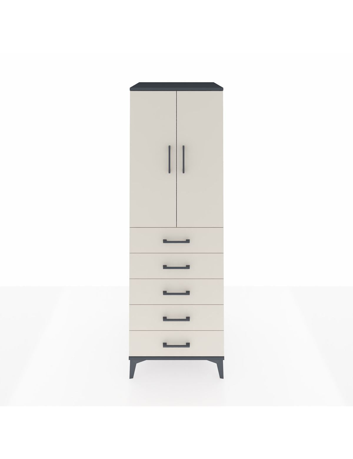 Kronos Dolap Tek Raflı 5 Çekmeceli Tek Askılı 60x59x182 Antrasit-Aytaşı