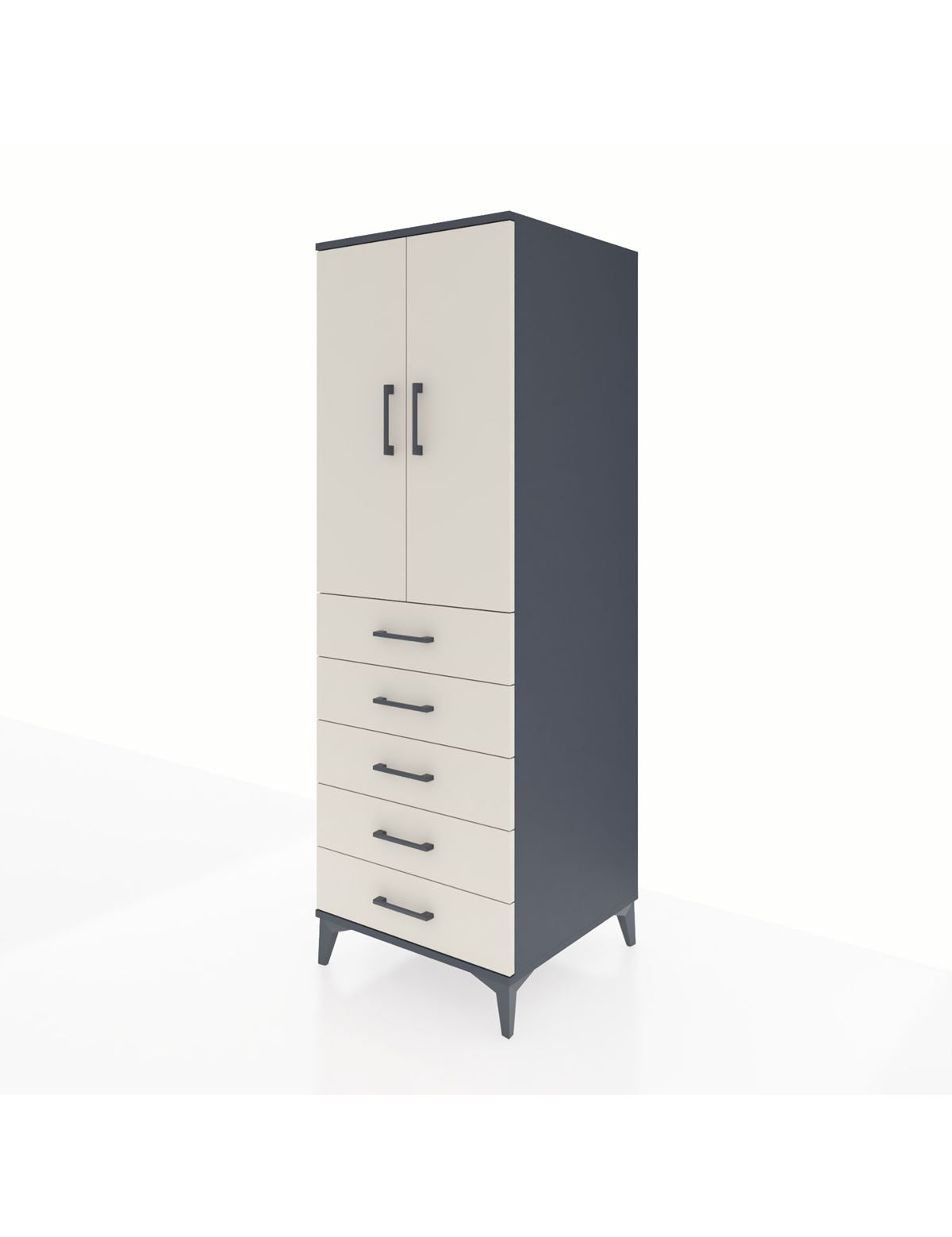 Kronos Dolap Tek Raflı 5 Çekmeceli Tek Askılı 60x59x182 - S89M026V4C