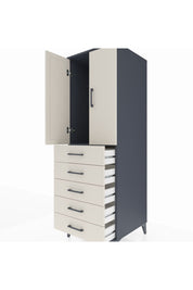 Kronos Dolap Tek Raflı 5 Çekmeceli Tek Askılı 60x59x182 Antrasit-Aytaşı