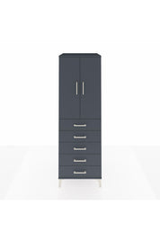 Kronos Dolap Tek Raflı 5 Çekmeceli Tek Askılı 60x59x182 Antrasit-Antrasit