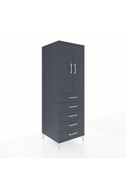 Kronos Dolap Tek Raflı 5 Çekmeceli Tek Askılı 60x59x182 Antrasit-Antrasit