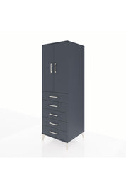 Kronos Dolap Tek Raflı 5 Çekmeceli Tek Askılı 60x59x182 Antrasit-Antrasit