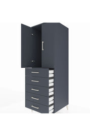 Kronos Dolap Tek Raflı 5 Çekmeceli Tek Askılı 60x59x182 Antrasit-Antrasit