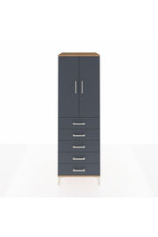 Kronos Dolap Tek Raflı 5 Çekmeceli Tek Askılı 60x59x182 Çam-Antrasit