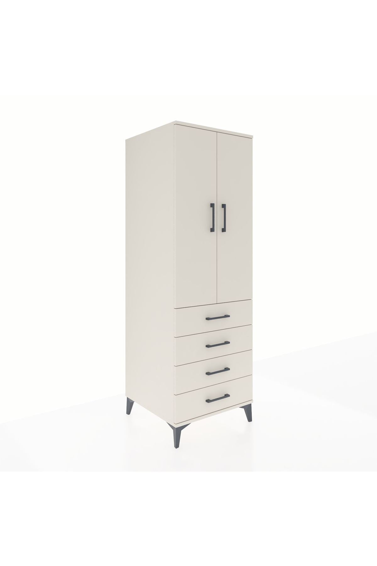 Kronos Dolap Tek Raflı 4 Çekmeceli Tek Askılı 60x59x182 Aytaşı-Aytaşı