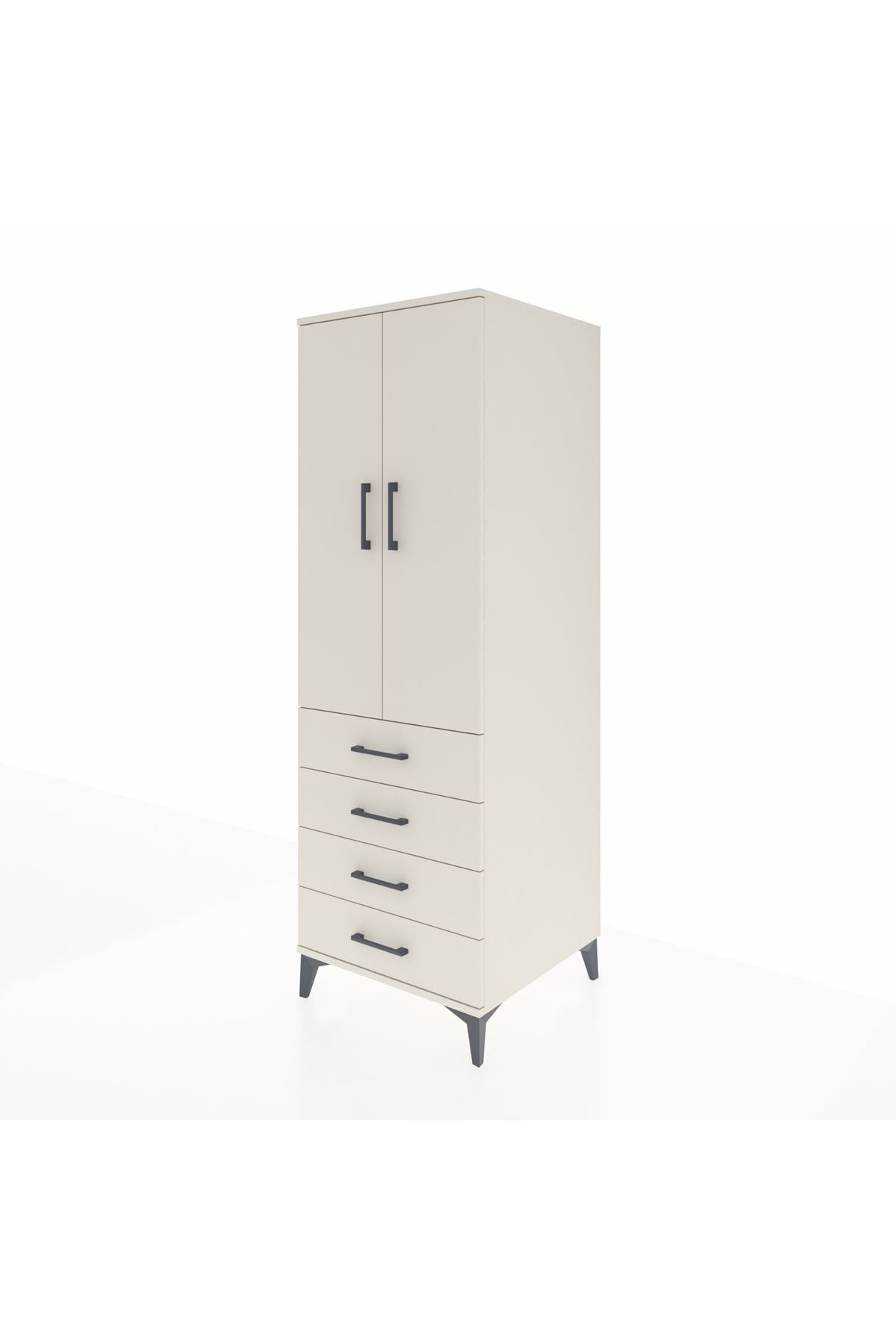 Kronos Dolap Tek Raflı 4 Çekmeceli Tek Askılı 60x59x182 Aytaşı-Aytaşı
