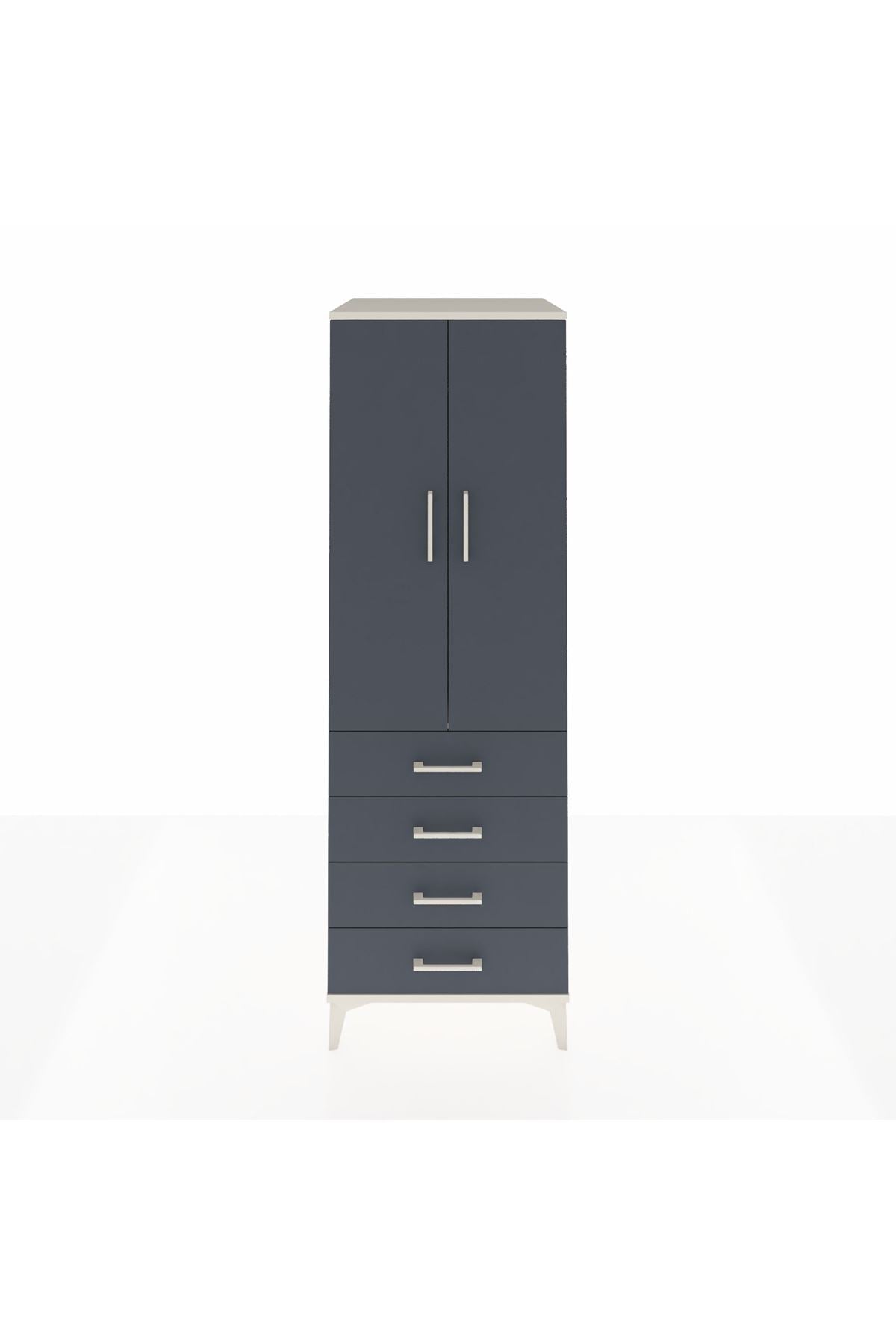 Kronos Dolap Tek Raflı 4 Çekmeceli Tek Askılı 60x59x182 Aytaşı-Antrasit