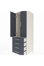 Kronos Dolap Tek Raflı 4 Çekmeceli Tek Askılı 60x59x182 Aytaşı-Antrasit