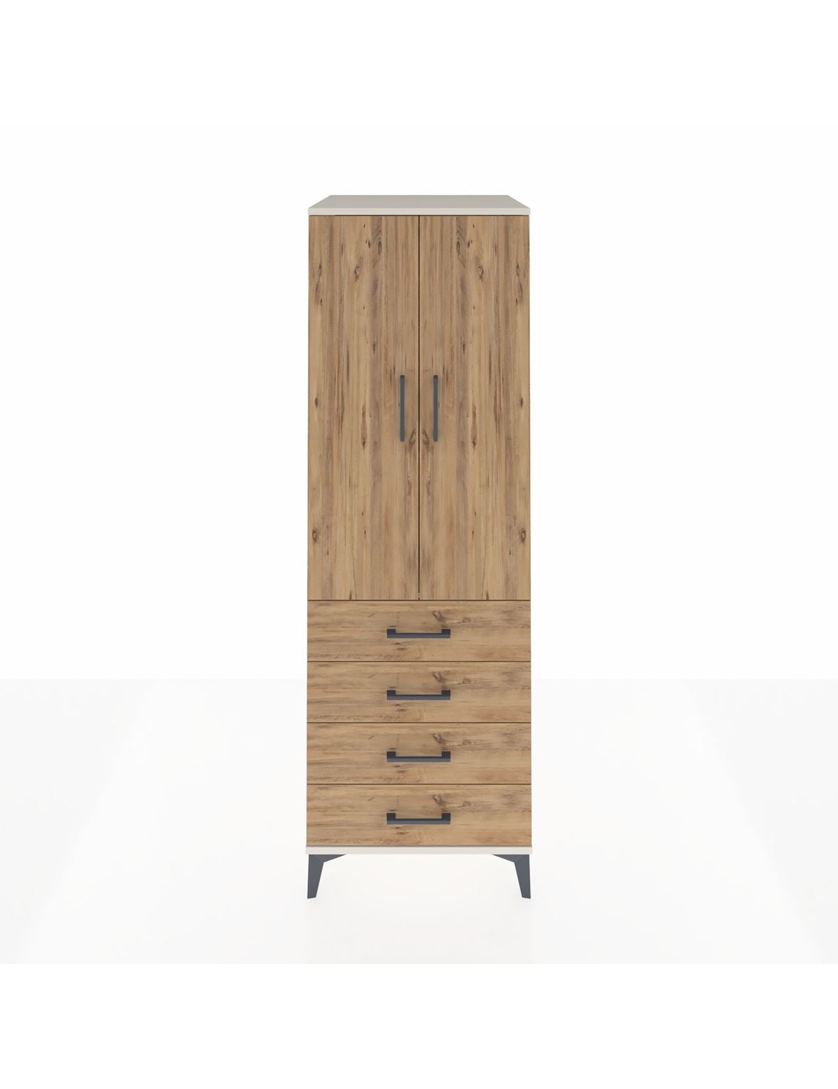 Kronos Dolap Tek Raflı 4 Çekmeceli Tek Askılı 60x59x182 Aytaşı-Çam