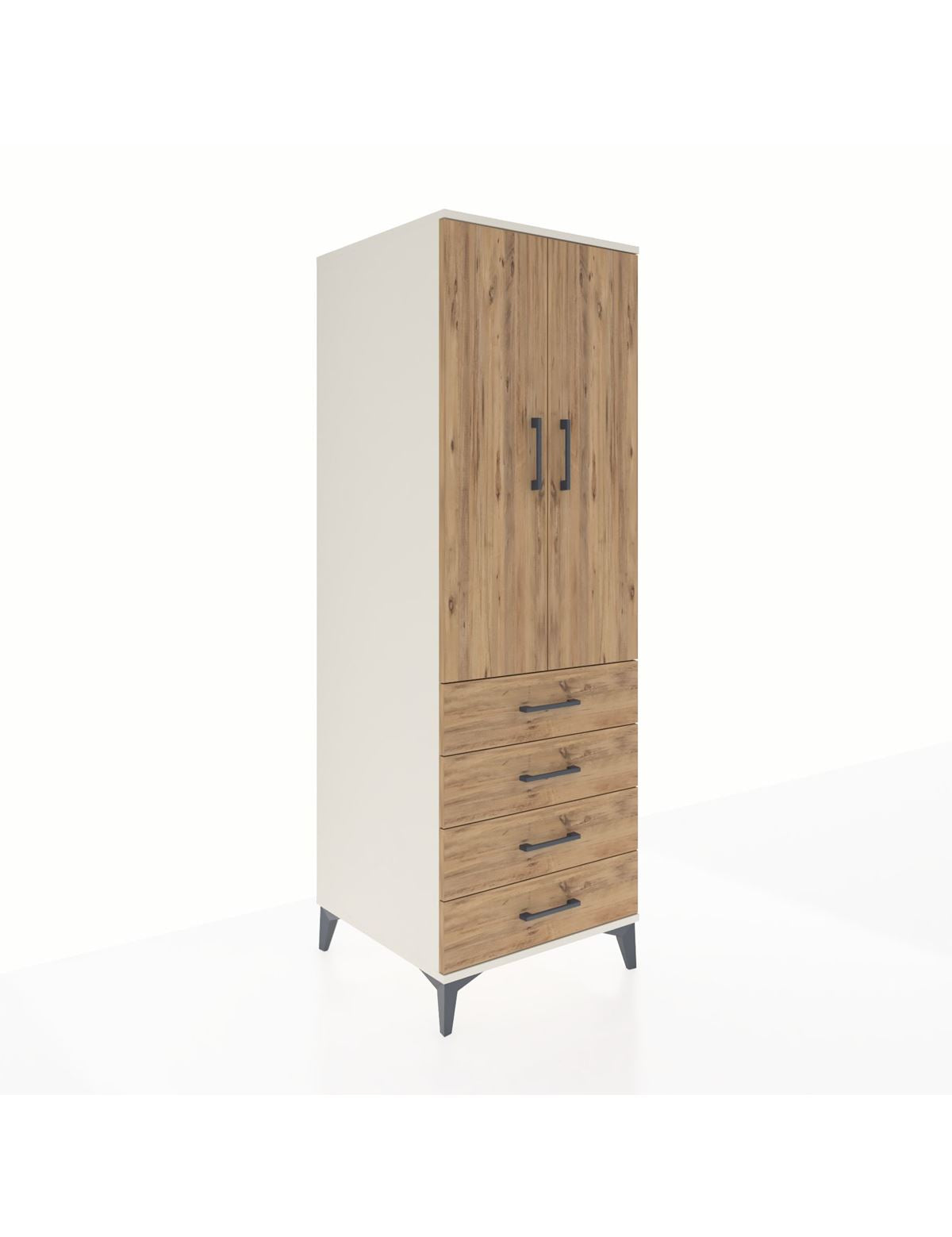 Kronos Dolap Tek Raflı 4 Çekmeceli Tek Askılı 60x59x182 Aytaşı-Çam