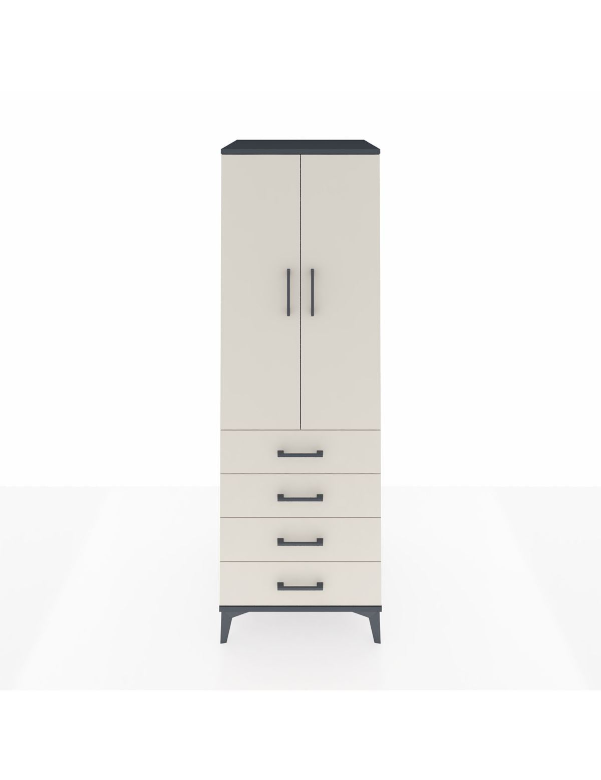 Kronos Dolap Tek Raflı 4 Çekmeceli Tek Askılı 60x59x182 Antrasit-Aytaşı