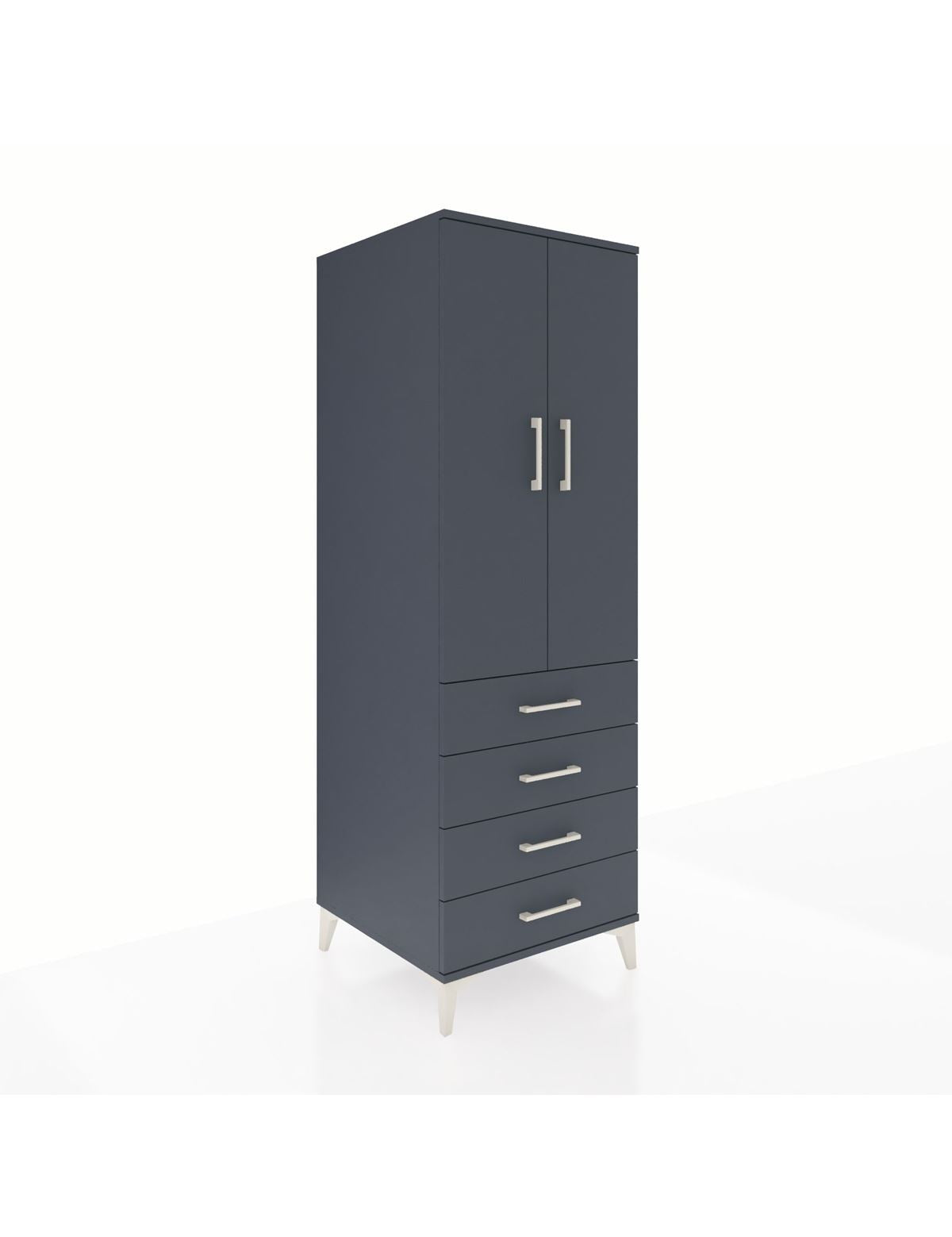 Kronos Dolap Tek Raflı 4 Çekmeceli Tek Askılı 60x59x182 Antrasit-Antrasit