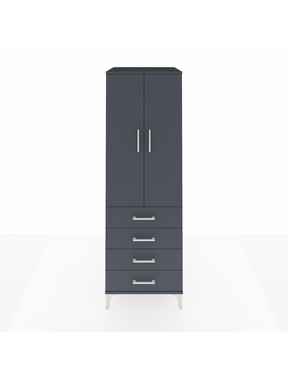 Kronos Dolap Tek Raflı 4 Çekmeceli Tek Askılı 60x59x182 Antrasit-Antrasit