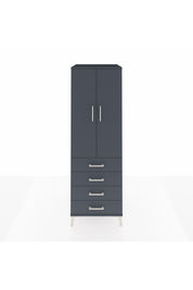 Kronos Dolap Tek Raflı 4 Çekmeceli Tek Askılı 60x59x182 Antrasit-Antrasit