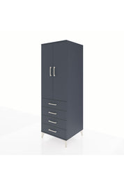 Kronos Dolap Tek Raflı 4 Çekmeceli Tek Askılı 60x59x182 Antrasit-Antrasit