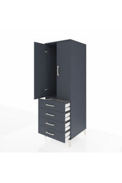 Kronos Dolap Tek Raflı 4 Çekmeceli Tek Askılı 60x59x182 Antrasit-Antrasit