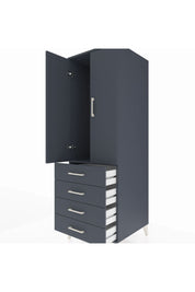 Kronos Dolap Tek Raflı 4 Çekmeceli Tek Askılı 60x59x182 Antrasit-Antrasit