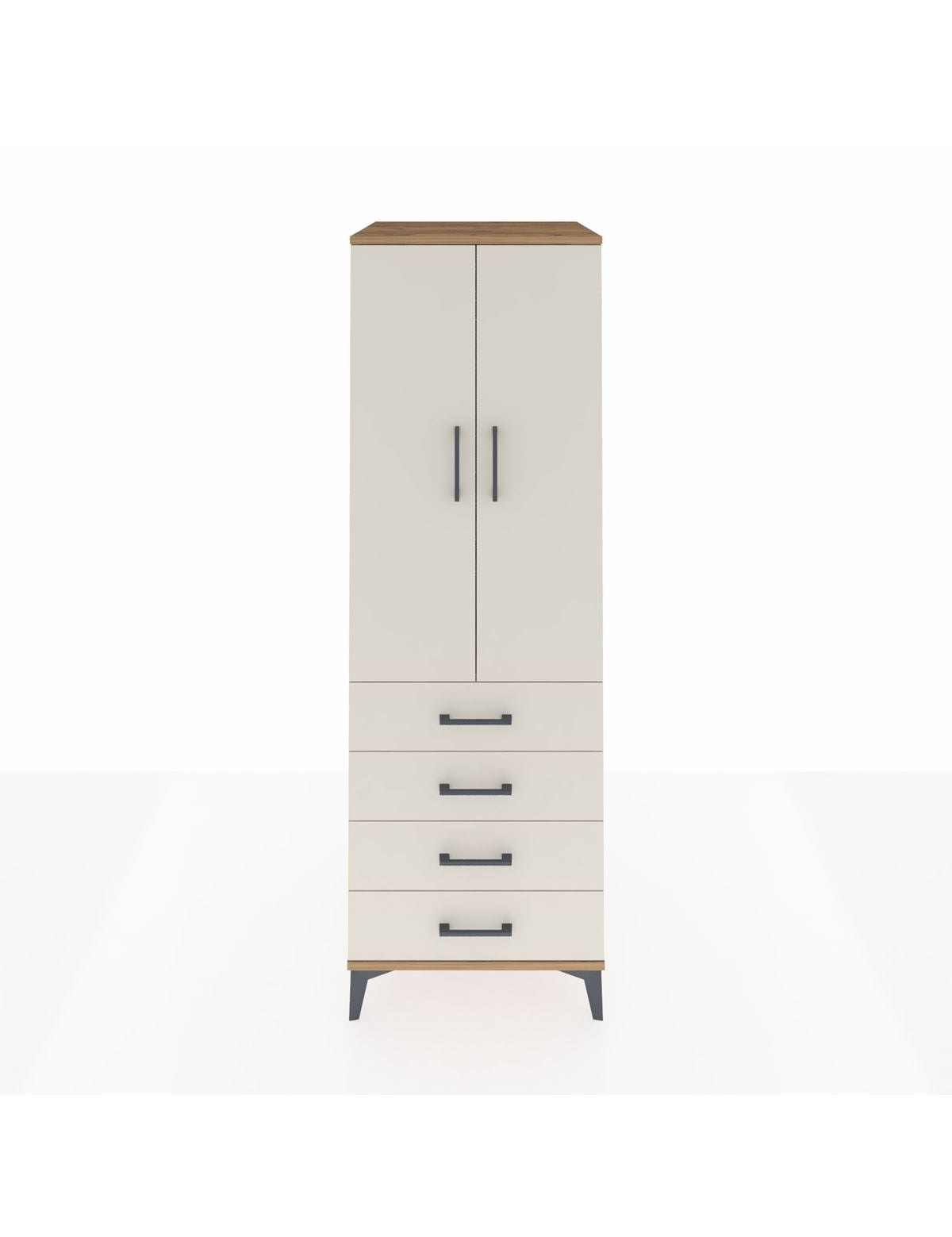 Kronos Dolap Tek Raflı 4 Çekmeceli Tek Askılı 60x59x182 Çam-Aytaşı