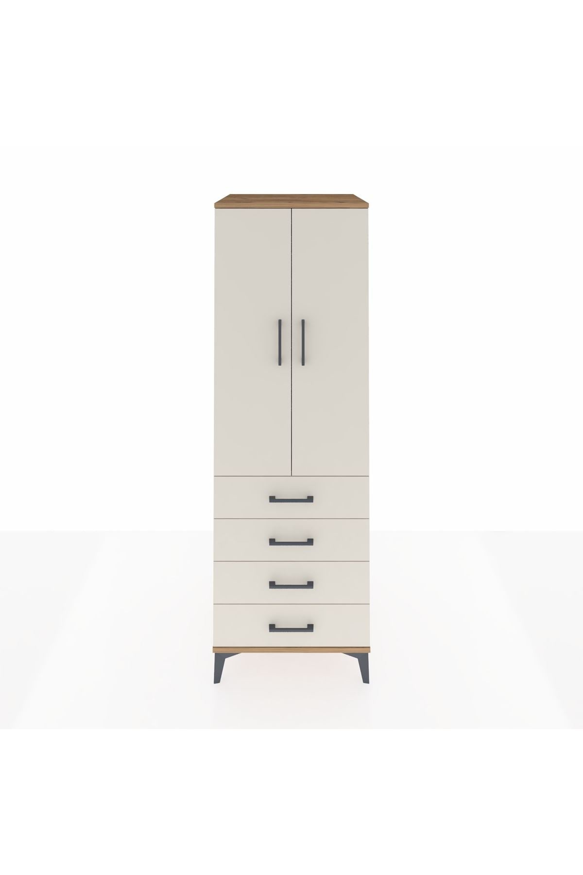 Kronos Dolap Tek Raflı 4 Çekmeceli Tek Askılı 60x59x182 Çam-Aytaşı