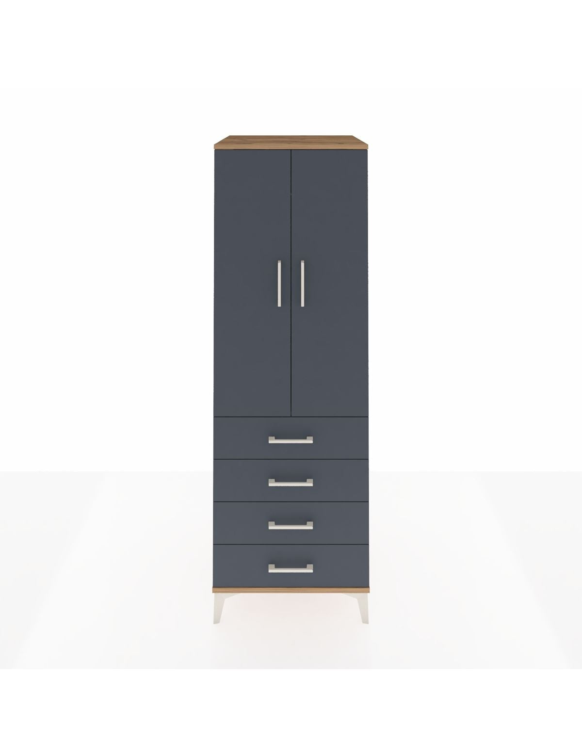 Kronos Dolap Tek Raflı 4 Çekmeceli Tek Askılı 60x59x182 Çam-Antrasit