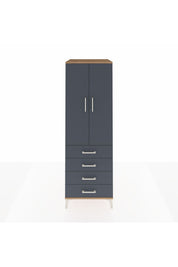 Kronos Dolap Tek Raflı 4 Çekmeceli Tek Askılı 60x59x182 Çam-Antrasit