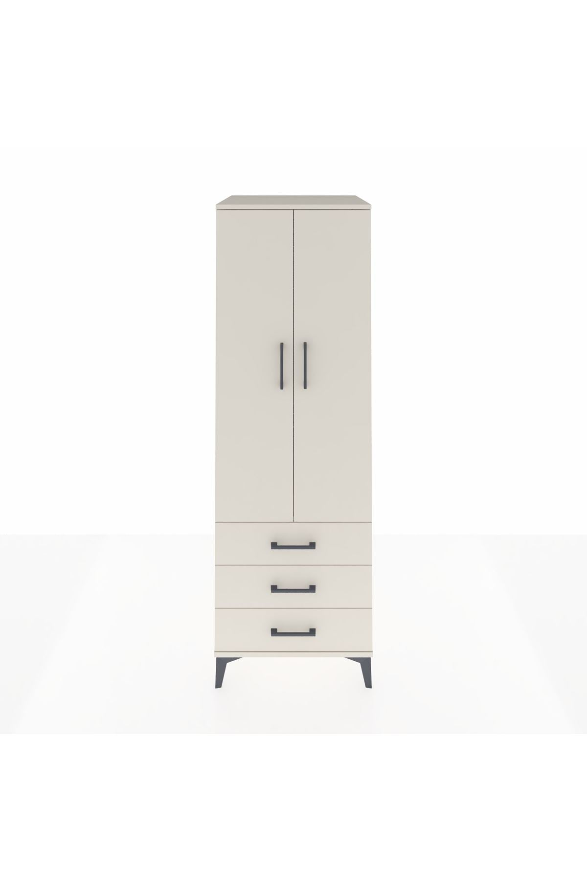 Kronos Dolap Tek Raflı 3 Çekmeceli Tek Askılı 60x59x182 Aytaşı-Aytaşı
