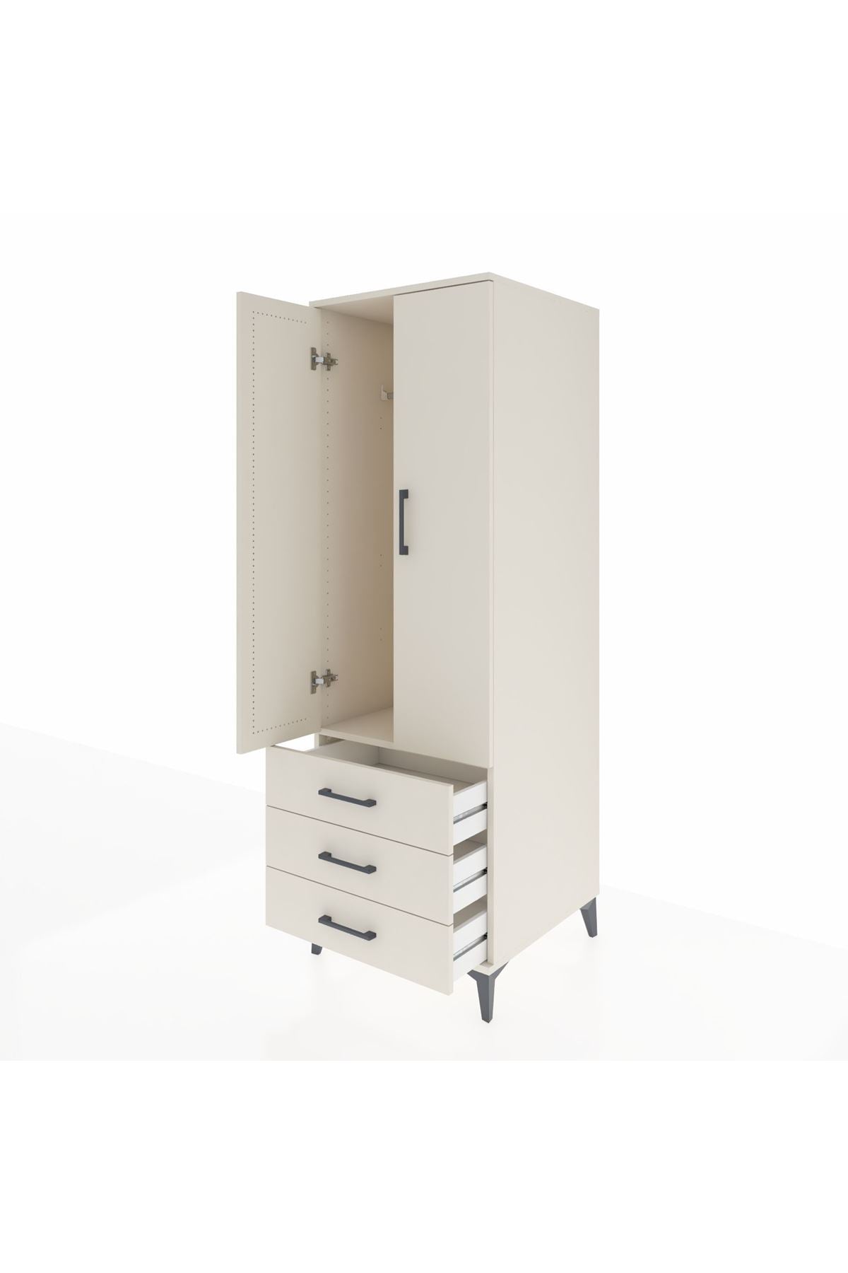 Kronos Dolap Tek Raflı 3 Çekmeceli Tek Askılı 60x59x182 Aytaşı-Aytaşı