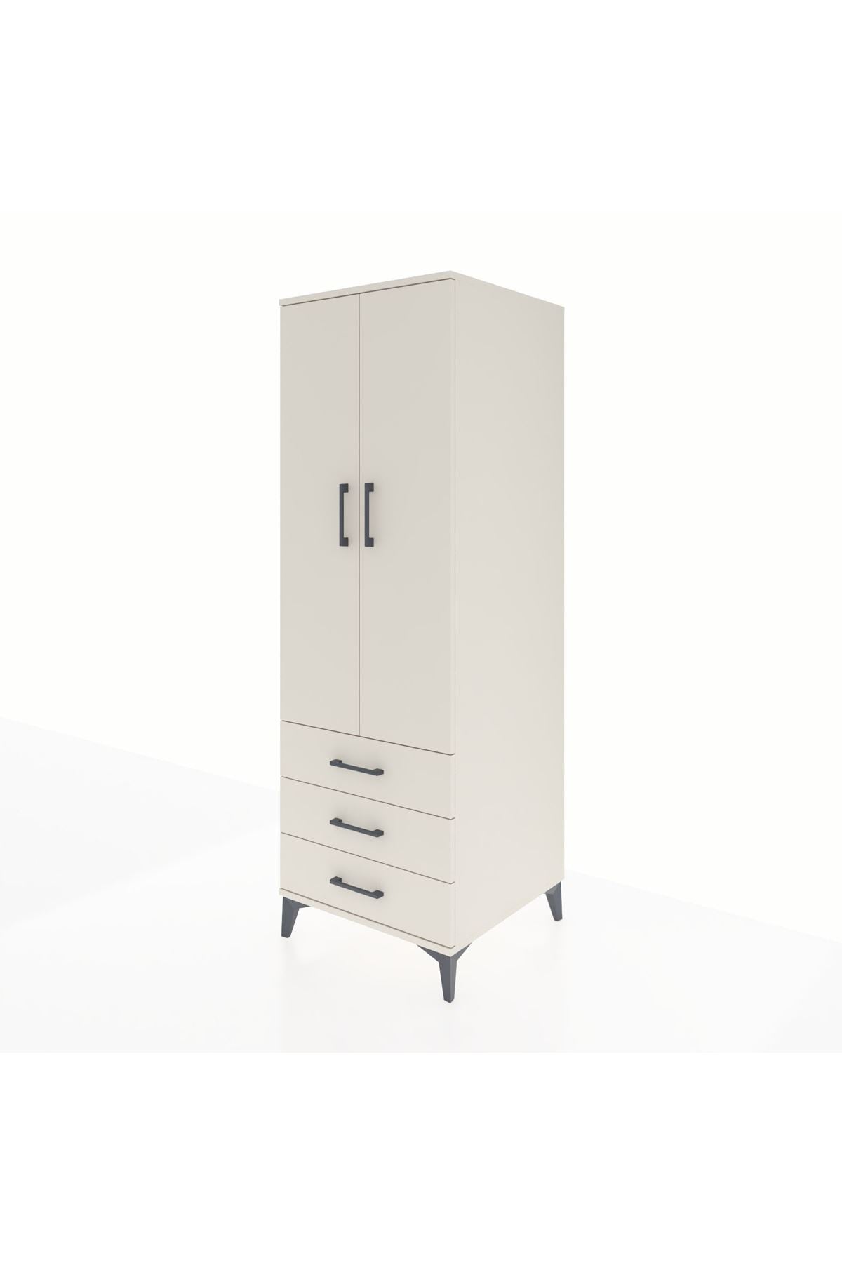 Kronos Dolap Tek Raflı 3 Çekmeceli Tek Askılı 60x59x182 Aytaşı-Aytaşı