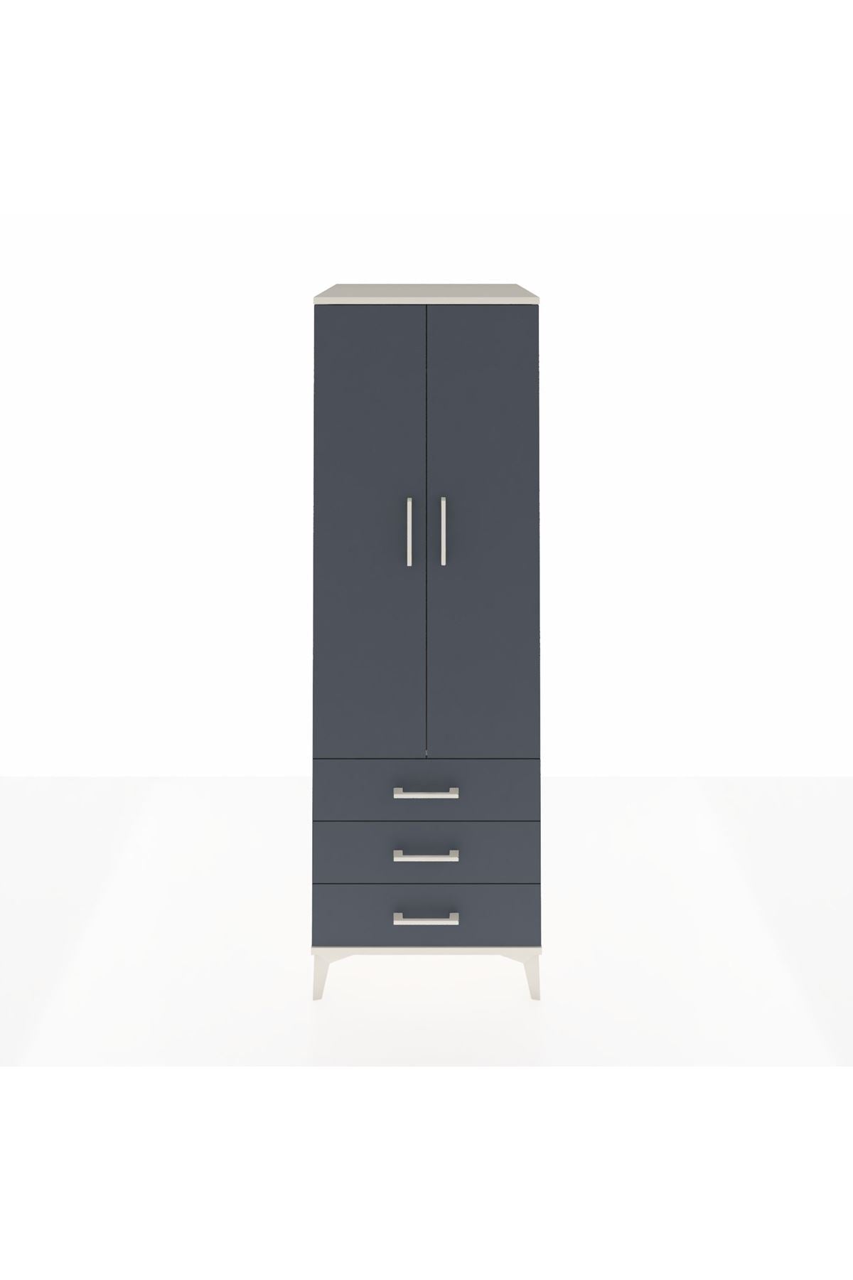 Kronos Dolap Tek Raflı 3 Çekmeceli Tek Askılı 60x59x182 Aytaşı-Antrasit