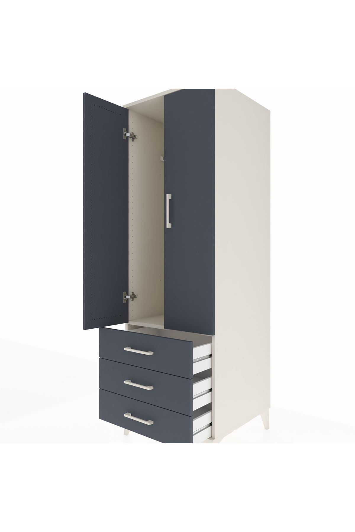 Kronos Dolap Tek Raflı 3 Çekmeceli Tek Askılı 60x59x182 Aytaşı-Antrasit