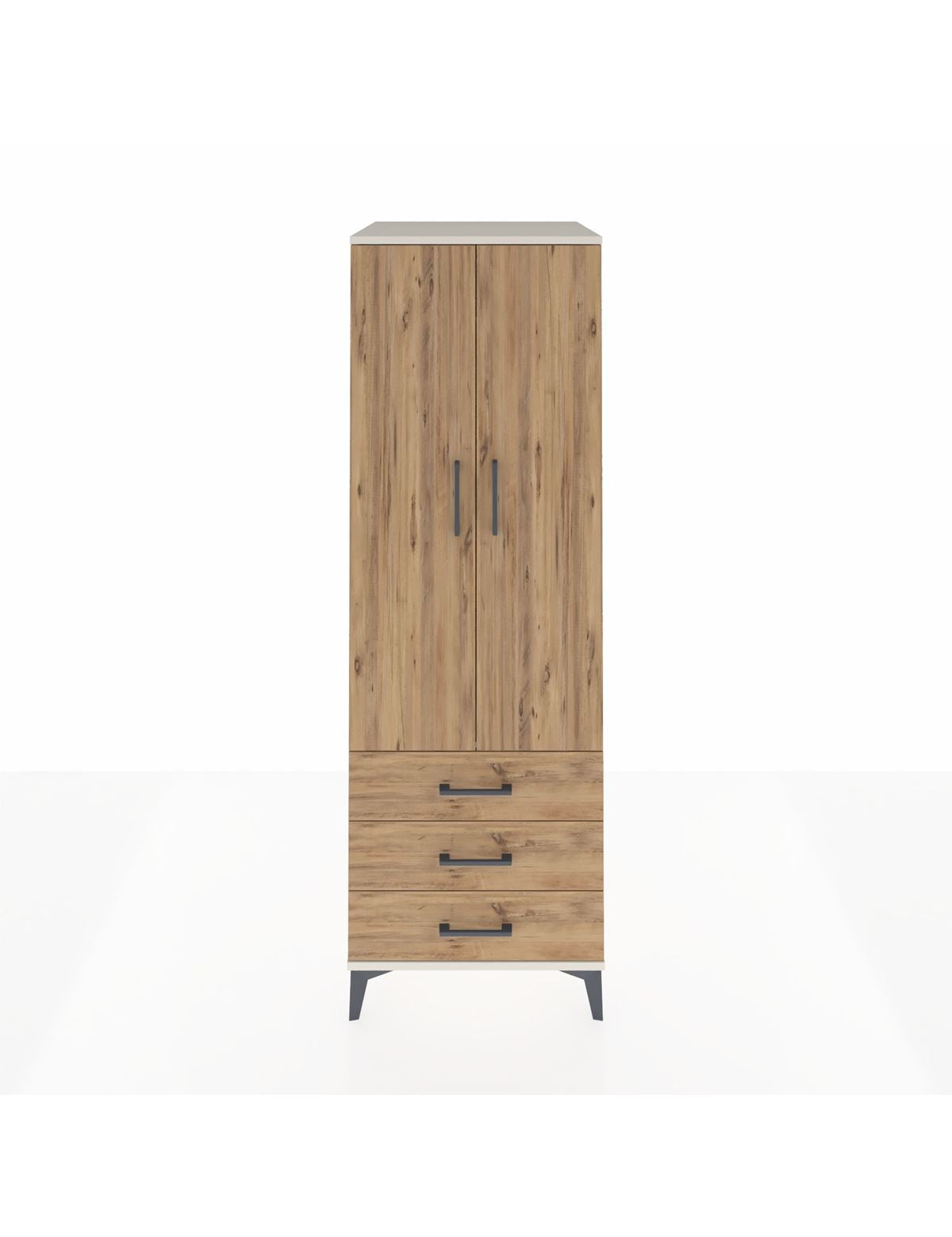 Kronos Dolap Tek Raflı 3 Çekmeceli Tek Askılı 60x59x182 Aytaşı-Çam