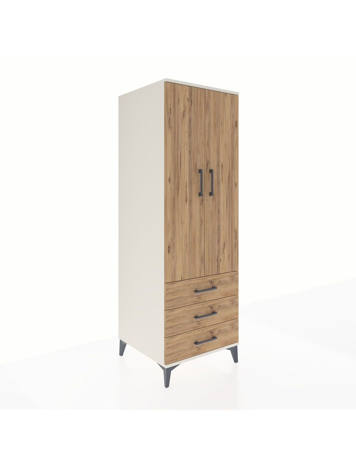 Kronos Dolap Tek Raflı 3 Çekmeceli Tek Askılı 60x59x182 Aytaşı-Çam