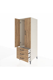 Kronos Dolap Tek Raflı 3 Çekmeceli Tek Askılı 60x59x182 Aytaşı-Çam