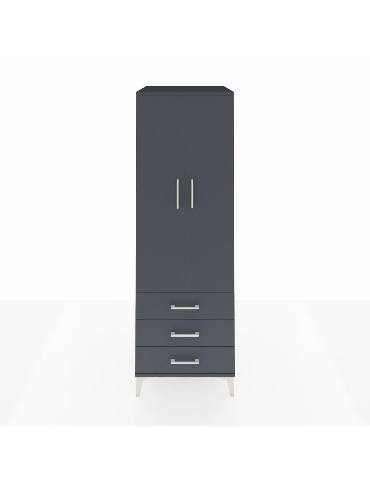 Kronos Dolap Tek Raflı 3 Çekmeceli Tek Askılı 60x59x182 Antrasit-Antrasit